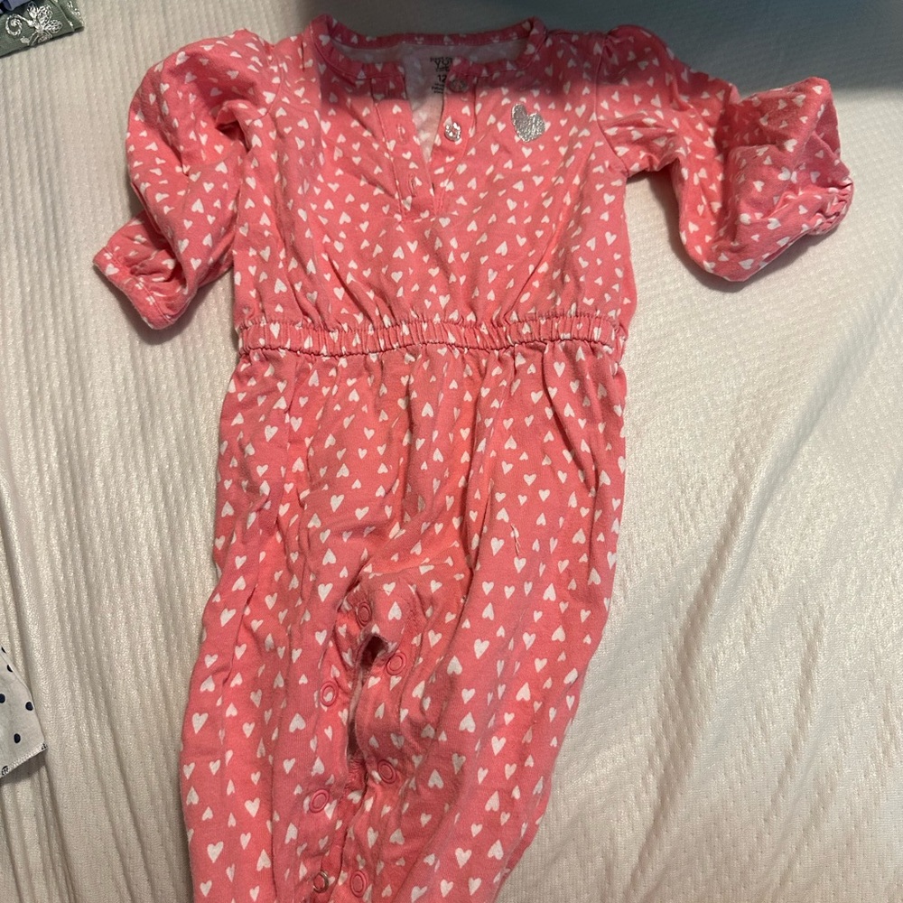 Pink Heart Patterned Baby Romper
